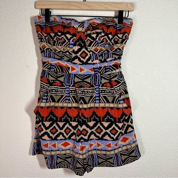 Bebe Tiger Princess Aztec‎ Tribal Strapless Romper Womens Size 0 - Picture 1 of 7